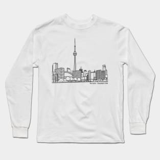 Toronto CN Tower and Skyline Outline Long Sleeve T-Shirt